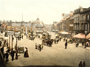 Carlisle Market Place (handfärgat foto) av English School
