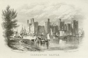 Carnarvon Castle, norra Wales av English School