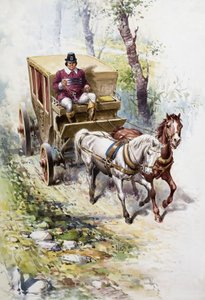 Vagn dragen av hästar av English School