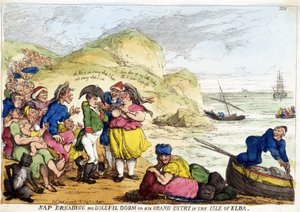 Tecknad film om Napoleon Bonapartes ankomst till ön Elba. av English School