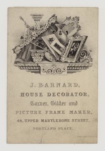 Carvers and Gilders, J Barnard, handelskort av English School