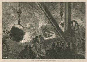 Gjuter en cylinder för den nya Albert Bridge i Chelsea av English School