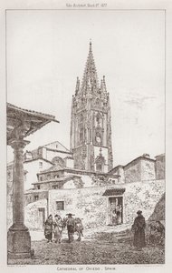 Katedralen i Oviedo, Spanien (gravyr) av English School