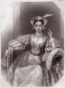 Katarina av Frankrike (Catherine, dotter till Charles VI och Isabeau) (Henri V) (The Chronicle History of Henry the Fifth) i - "" Galerie des femmes de Shakespeare, samling av fyrtiofem allvarliga porträtt av de tidiga Londonkonstnärerna, berikad med kriti av English School