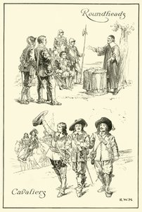 Cavaliers och Roundheads (bläck på papper) av English School