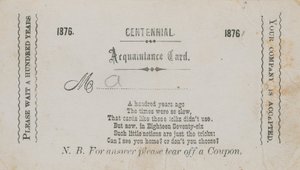 Centennial bekantskapskort av English School