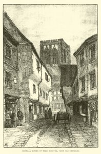 Central Tower of York Minster, från Old Shambles av English School
