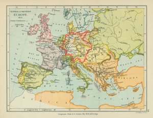 Central- och Västeuropa (färglitografi) av English School