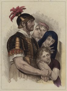 Centurion och hans familj (färg litho) av English School