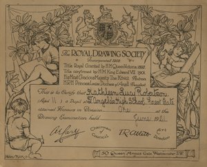 Intyg ges av Royal Drawing Society av English School