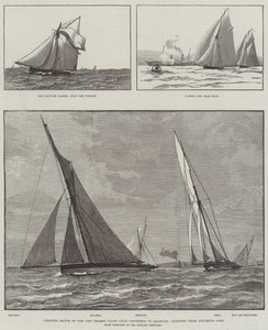 Channel Match of the New Thames Yacht Club, Southend till Harwich, med start från Southend Pier (gravyr) av English School