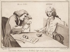 Karaktärer som besökte Buttons Coffee House omkring år 1720-talet; Martin Folkes, Addison av English School