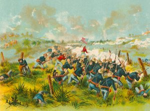 Anklagelse för amerikanska trupper vid San Juan Hill, 1 juli 1898 av English School