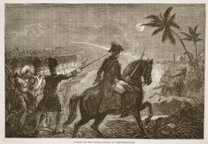 Charge of the Highlanders at Seringapatam, illustration från Cassells Illustrated History of India av James Grant, pub. 1879 av English School