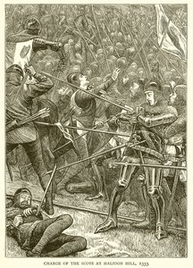 Skottarnas anklagelse vid Halidon Hill, 1333 av English School