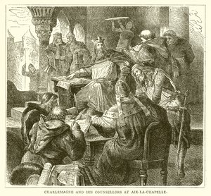 Karl den Store och hans rådgivare i Aix-la-Chapelle av English School