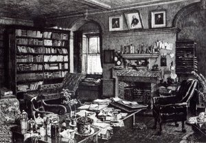 Charles Darwins studie vid Down House, 1882 av English School