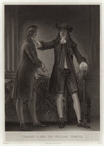Charles II och Sir William Temple av English School