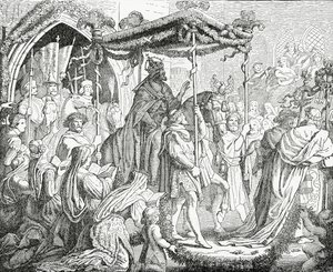 Karl IV, helige romerske kejsare, besökte påven Urban V i Avignon 1365, 1882 av English School