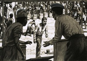 Charles Osborne og kaptajn Stott lagde fade med rom ud på stranden av English School