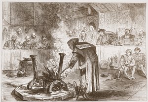Charles ser The Play of the Masks, illustration från The History of Protestantism av James Aitken Wylie (1808-1890), pub. 1878 av English School