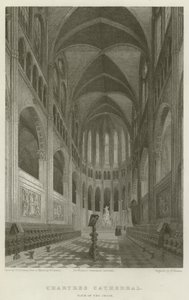 Chartres katedral, utsikt över kören (gravyr) av English School