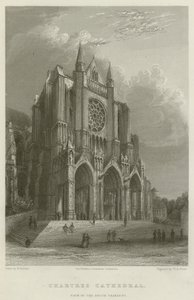 Chartres katedral, utsikt över södra tvärskeppet (gravyr) av English School