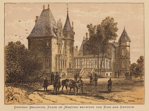 Chateau Bellevue, platsen för mötet mellan kungen och kejsaren (kolorerad gravyr) av English School