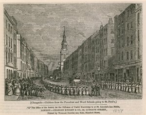 Cheapside - Barn från Parochial och Ward Schools går till St Pauls, 1837 av English School
