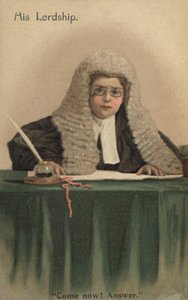 Barn klätt till domare (färg litho) av English School