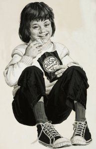 Barn äter chips av English School