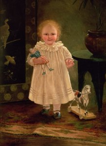 Barn med en docka och en leksakshäst, ca 1840 av English School