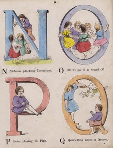 Barnalfabetet (färgad gravyr) av English School