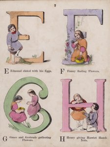 Barnalfabetet (färgad gravyr) av English School