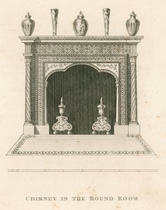 Skorsten i det runda rummet, Strawberry Hill, Twickenham, London av English School