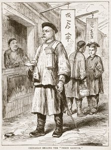 Kinaman som säljer Pekin Gazette, illustration från Cassells Illustrated History of England av English School