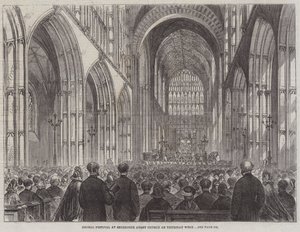 Körfestival i Sherborne Abbey Church på torsdagsveckan (gravyr) av English School
