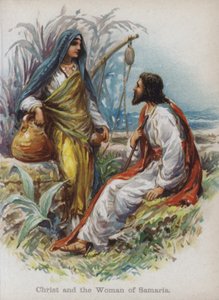 Kristus och kvinnan i Samaria (chromolitho) av English School