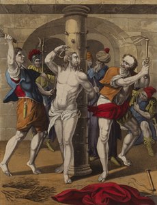 Kristus gisslade (färg litho) av English School