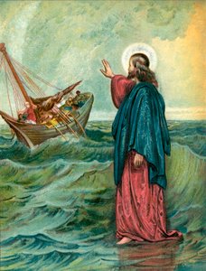 Kristus vandrar på havet av English School