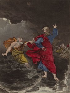 Kristus går på vatten (färg litho) av English School