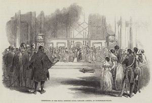 Dop av Hennes kungliga höghet Louisa Caroline Alberta, i Buckingham-Palace (gravyr) av English School