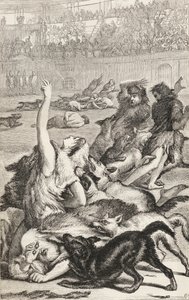 Kristna martyrer i den romerska arenan, ca 1865 (trästick) av English School