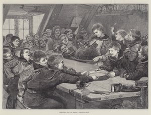 Juldagen ombord på ett träningsfartyg (gravyr) av English School