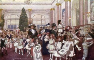 Julfester för barn, Savoy Hotel (litho i färg) av English School