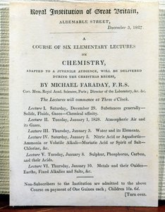 Julhandbok för sex elementära föreläsningar om kemi av Michael Faraday (1778-1829) 3 december 1827 av English School