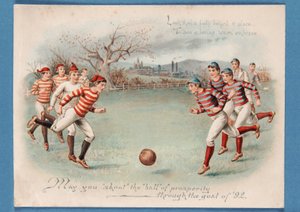 Julvykort av en fotbollsmatch, 1892 av English School