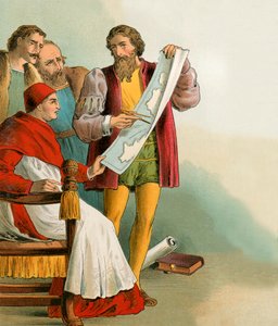 Christopher Columbus visar sina planer för portugiserna som förrådde honom av English School