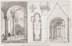 Kyrka i Gotham, på Gotland, Sverige (gravyr) av English School