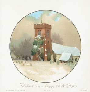 Kyrka i snön, julkort av English School